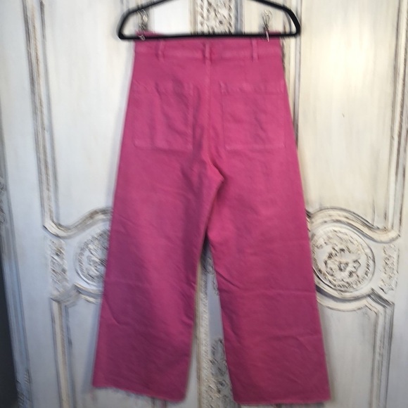 ZARA Pink Denim High Rise Wide Leg Jeans Size 6 - Picture 6 of 11